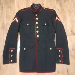 Vintage US Marine Corps Dress Coat Jacket Uniform 41R Gabardine Wool Militaria